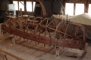 The sailing dinghy Ebihen, being built...