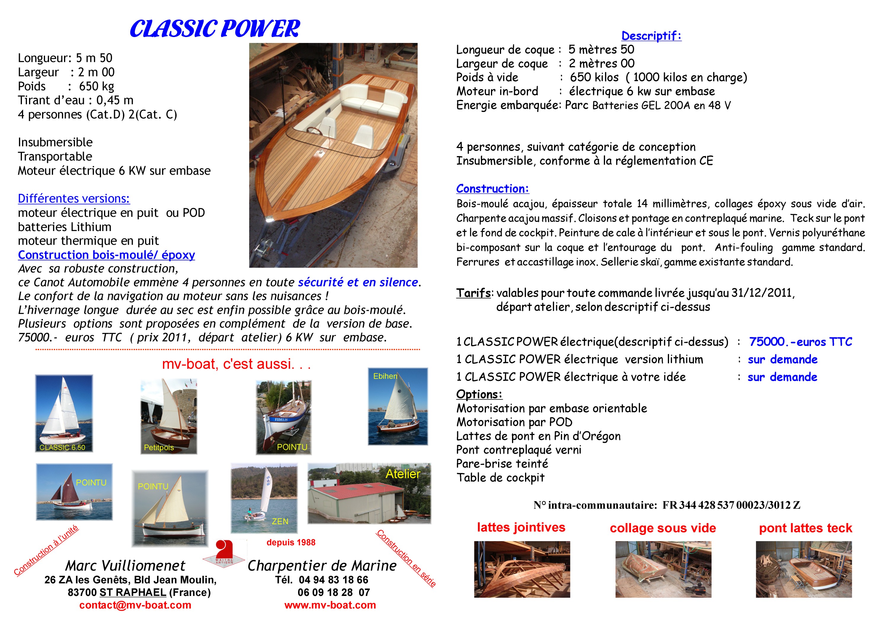 Fiche vente bateau electrique Classic-Power&hellip;